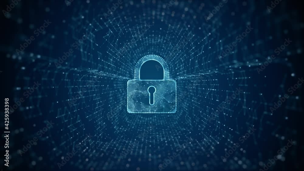 Padlock of Cyber Security Digital Data, Digital Data Network Protection, Global Network Connection, Big Data Analysis Future Background Concept.