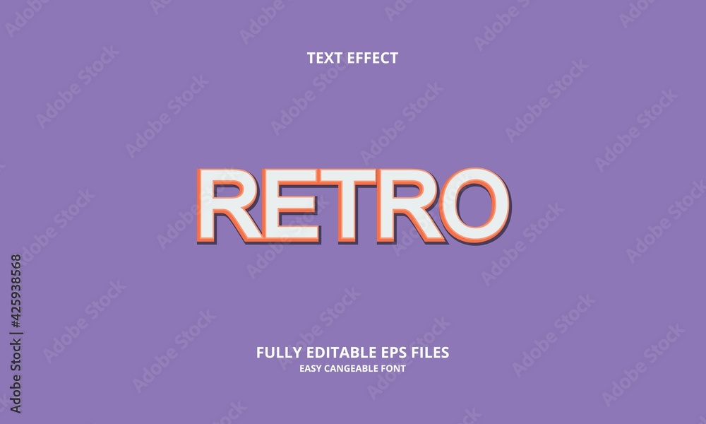 Editable text effect retro title style