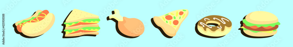 Fototapeta premium set of fast food cartoon icon design template with various models. vector illustration isolated on blue background
