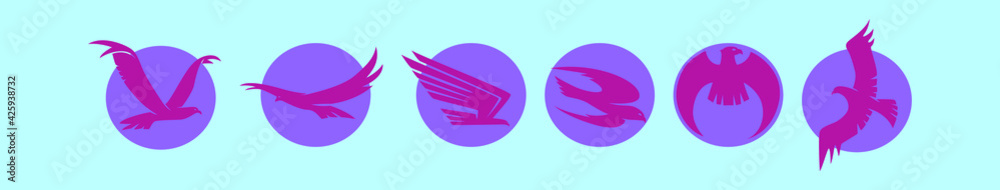 set of eagle seal cartoon icon design template with various models. vector illustration isolated on blue background set of eagle seal cartoon icon design template with various models. vector illustration isolated on blue background
