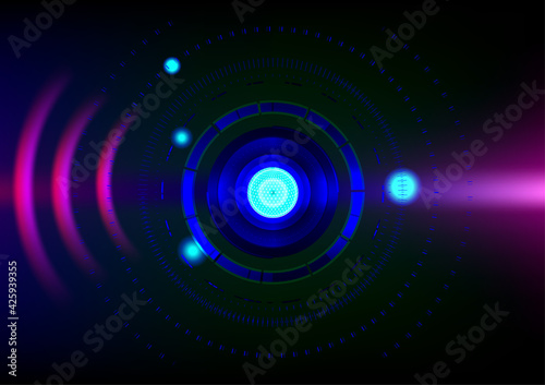 Tech circle technology digital art spiral blue round with abstract background wallpaper vector and illustration EPS10