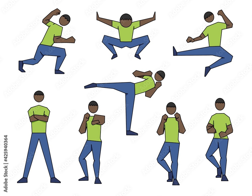 アクションポーズ 男性 カラー3 Stock Illustration Adobe Stock