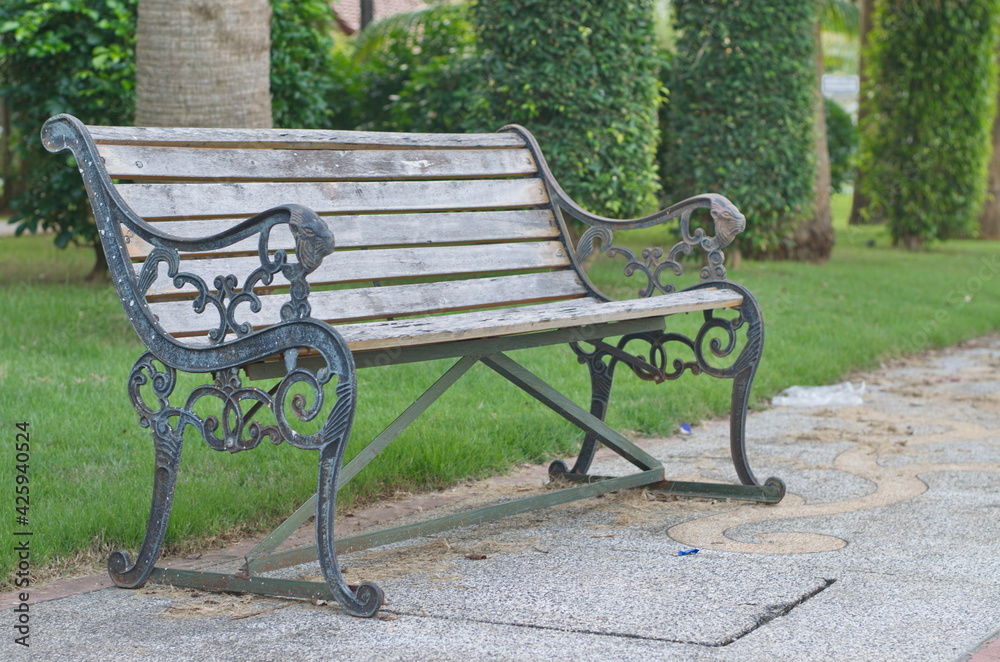 Wooden chair for relaxing in the garden.