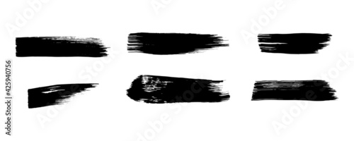 set of paint ink scratch isolated on white background. grungy blank line stroke. modern paint brush swatches drawing collection.