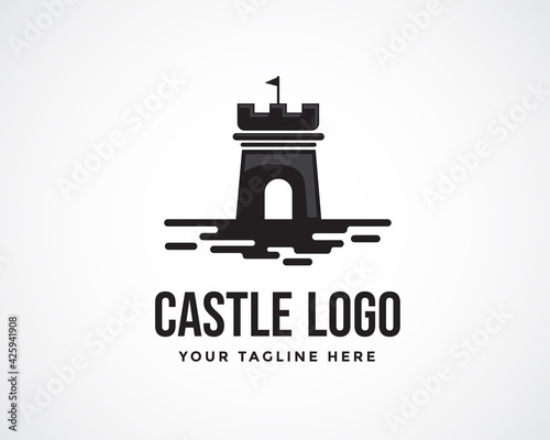 castle wall art logo design illustration