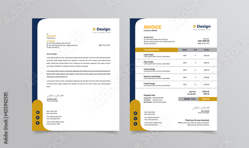 Corporate business branding identity or stationery design with letterhead and invoice 