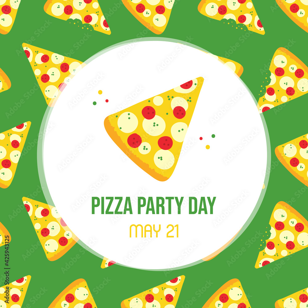 National Pizza Party Day vector cartoon style greeting card