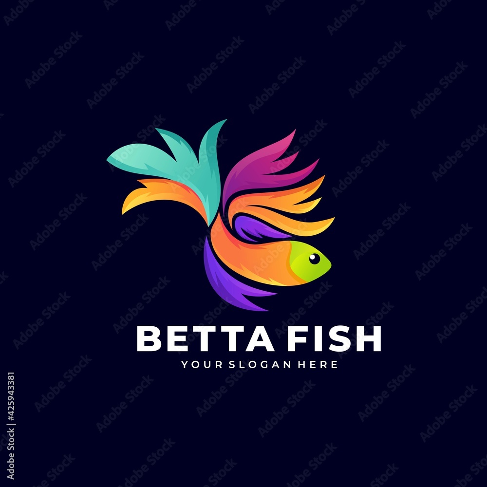 Obraz premium betta fish fire modern logo vector illustration design 
