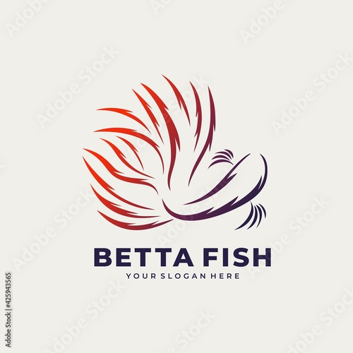 betta fish fire modern logo vector illustration design
