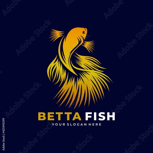 betta fish fire modern logo vector illustration design
