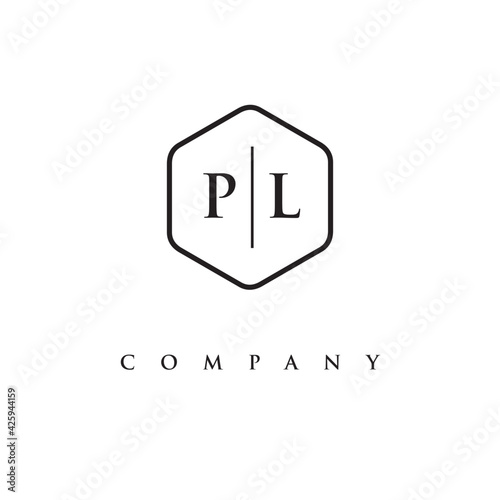 initial PL logo design vector