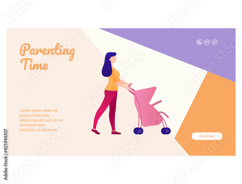 Parenting time web page interface flat design