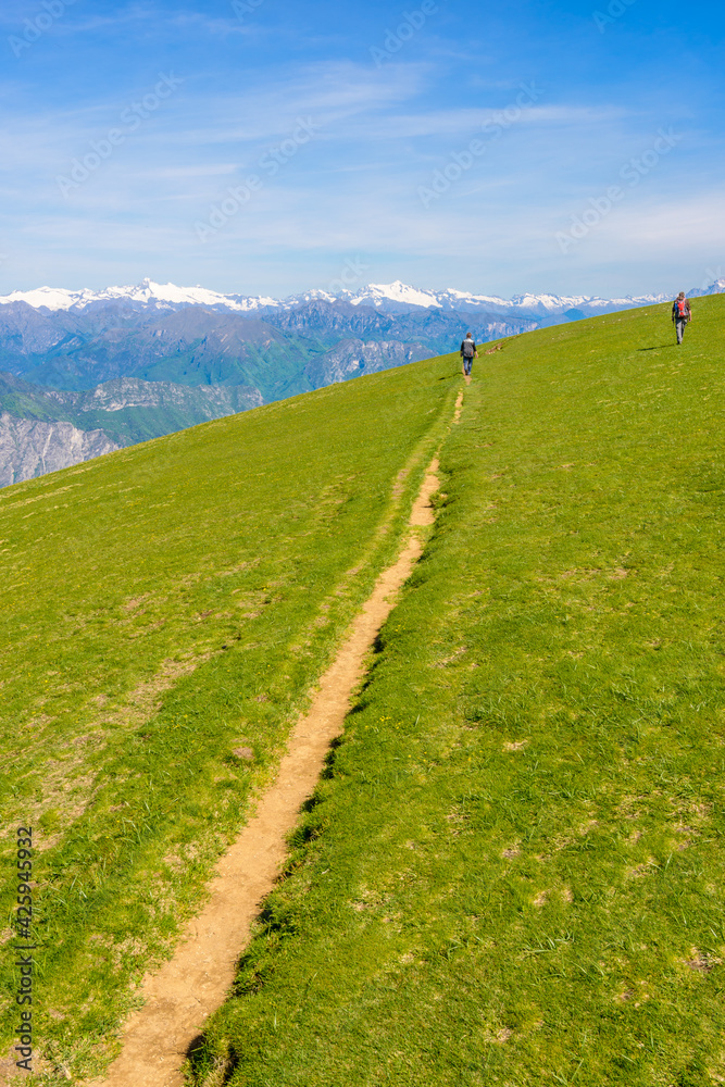 Fototapeta premium Fragment of a nice mountain view from the trail at Monte Baldo in Italy.