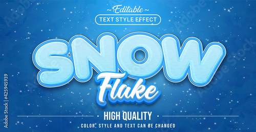 Editable text style effect - Snowflakes text style theme.