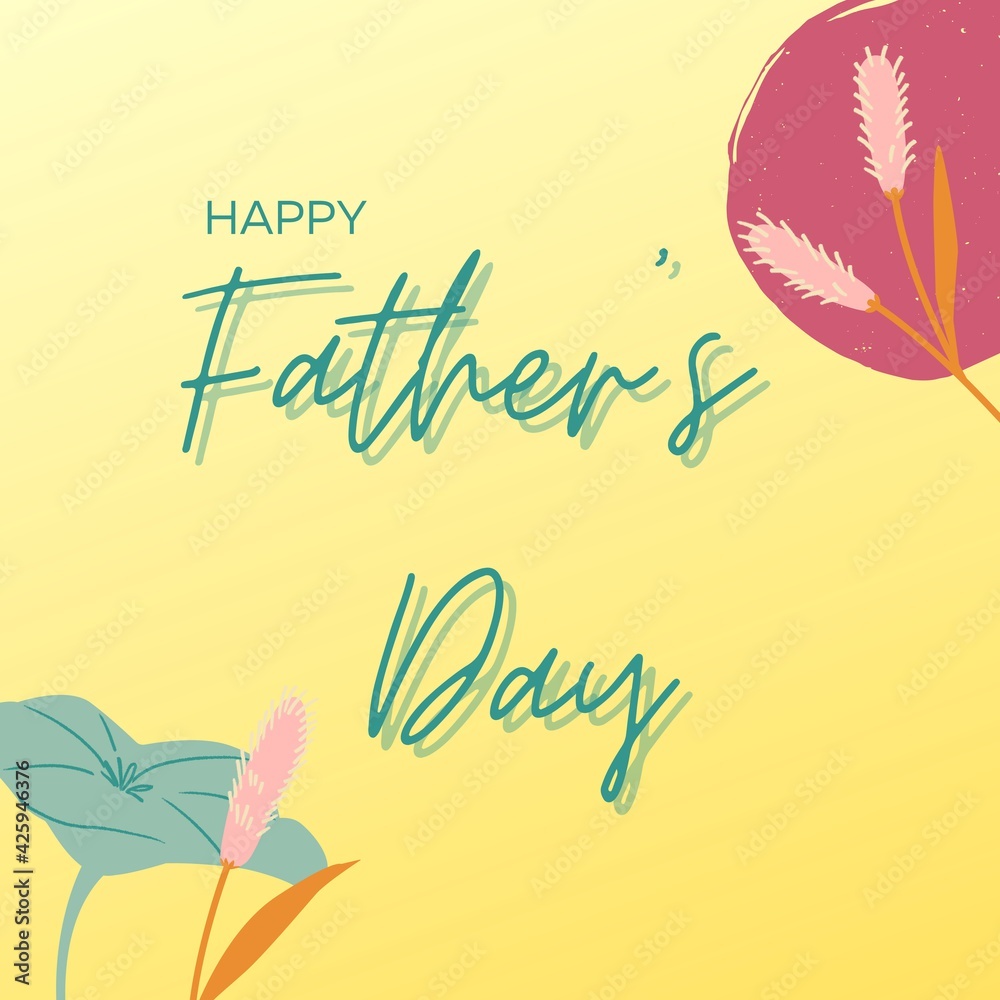 Happy Father's Day background with flower plant on yellow colors