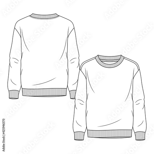 Sweatshirt Flat Sketch Template SVG. Graphic by ClothingArtStudio ·  Creative Fabrica
