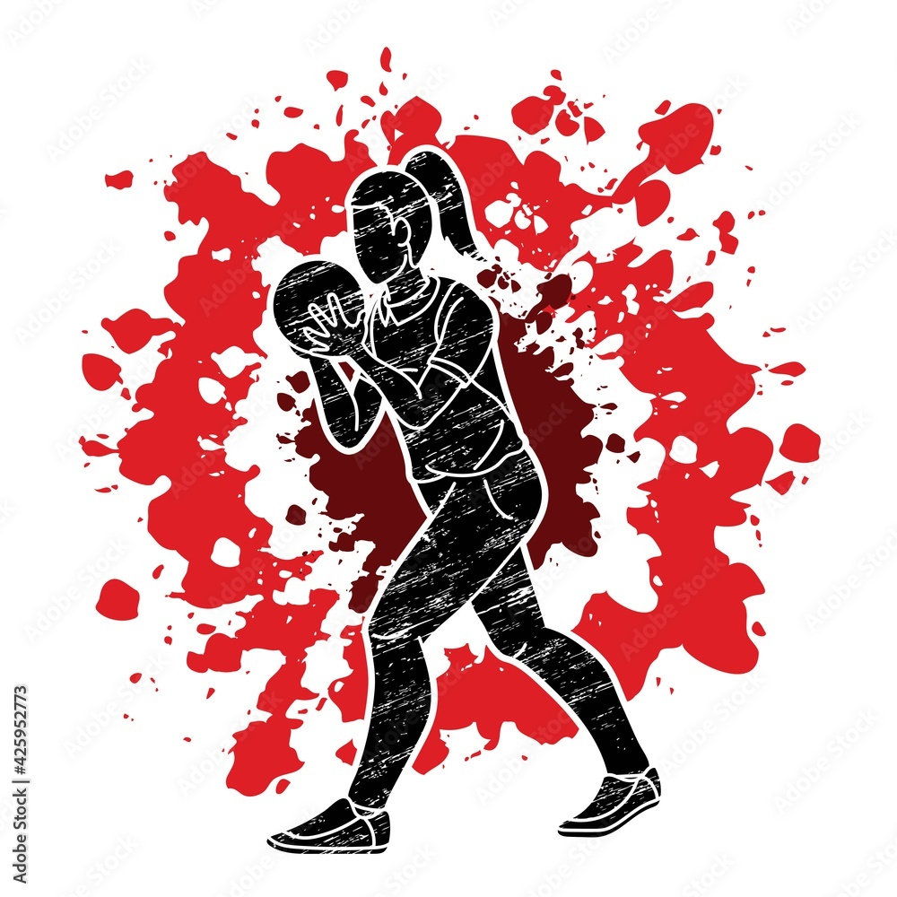 Bowling Sport Female Player Pose Cartoon Graphic Vector