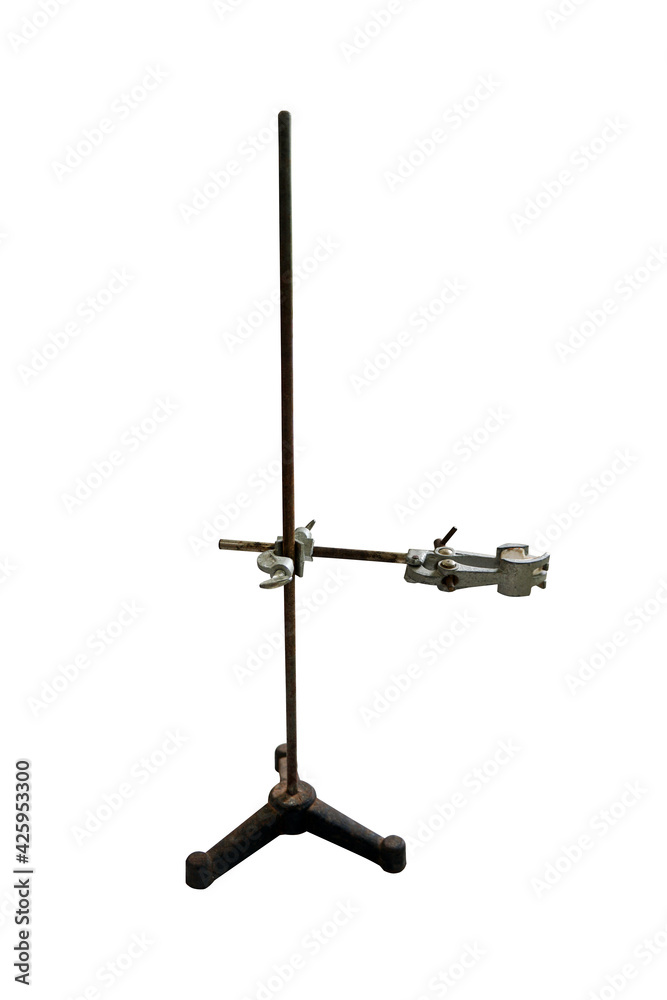 Utility Stand with clamp isolated on white background with clipping path Utility Stand with clamp isolated on white background with clipping path