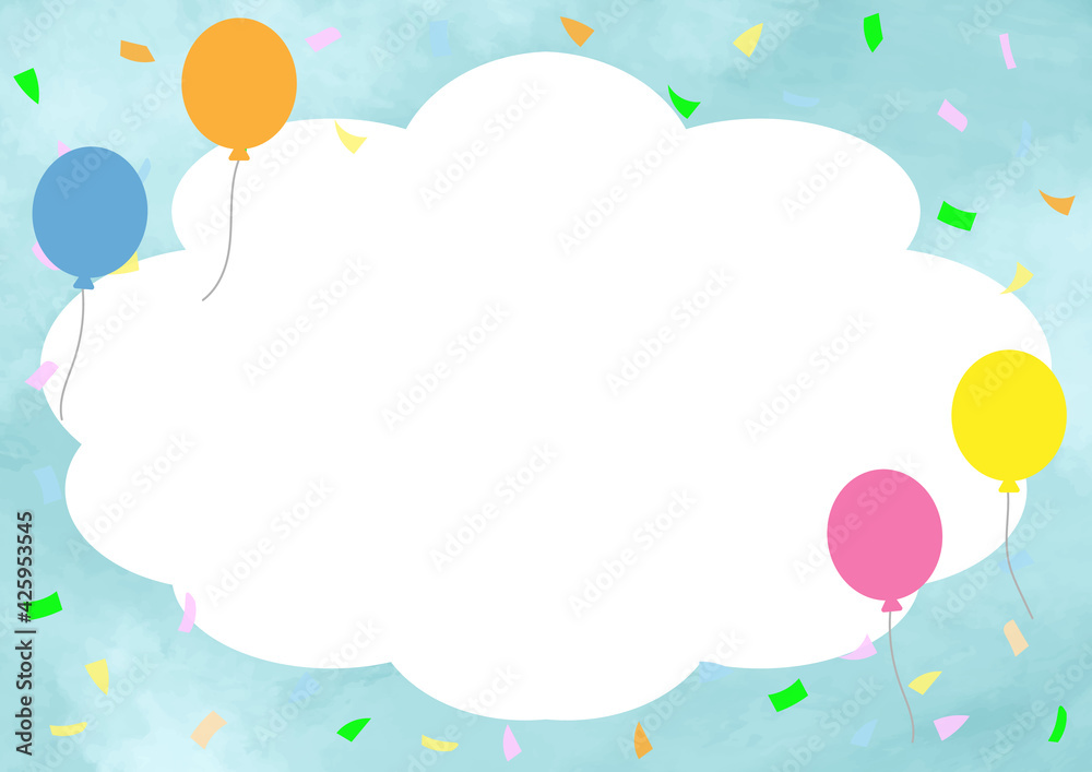 水彩 青 空 風船 雲 セール 紙吹雪 背景 壁紙 カード Stock Vector Adobe Stock