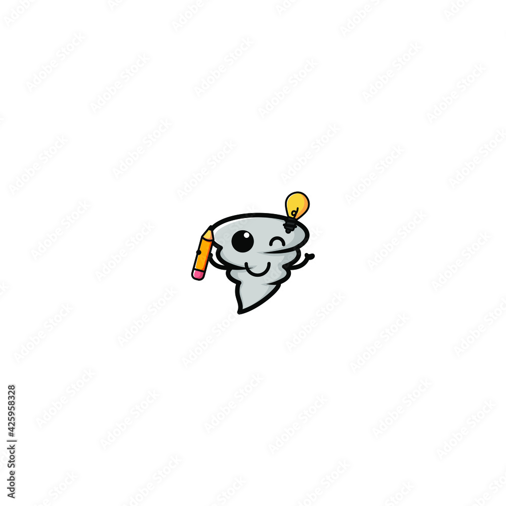 Cute Tornado Kawaii Cartoon Character Vector Illustration Design. Outline, Cute, Funny Style. Recomended For Children Book, Cover Book, And Other. Cute Tornado Kawaii Cartoon Character Vector Illustration Design. Outline, Cute, Funny Style. Recomended For Children Book, Cover Book, And Other.