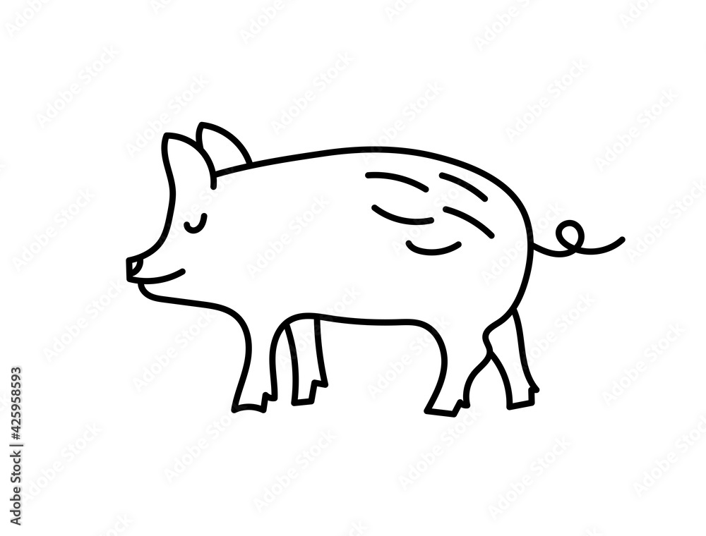 Pig sketch. Chinese horoscope 2031 year. Animal symbol vector