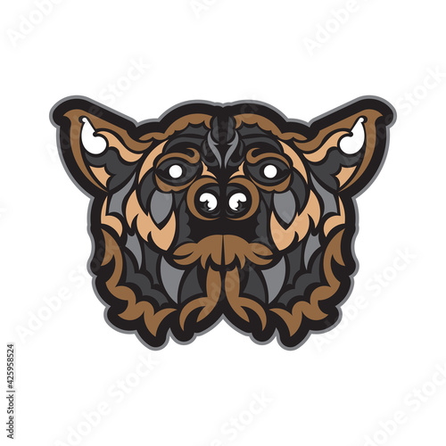 Colored print of a dog's face. Isolated. Vector