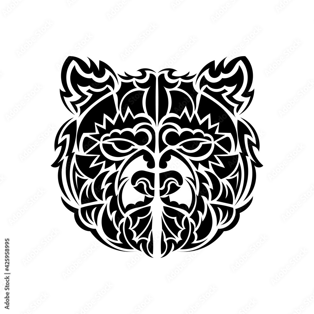 Print bear patterns. Good for tattoos or prints. Isolated. Vector