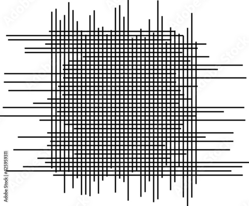 Black Mesh grid pattern background on a white background. Overlay Line Grid background.