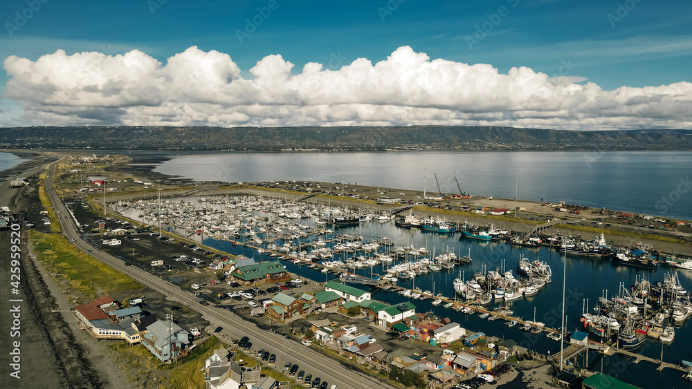 Αυτοκόλλητο Homer Spit from above in Homer, Alaska. Aerial view