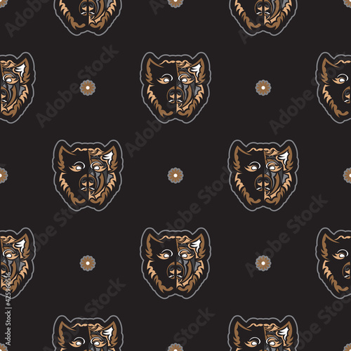 Seamless pattern with a dog's face in simple style. Good for clothing and textiles. Vector