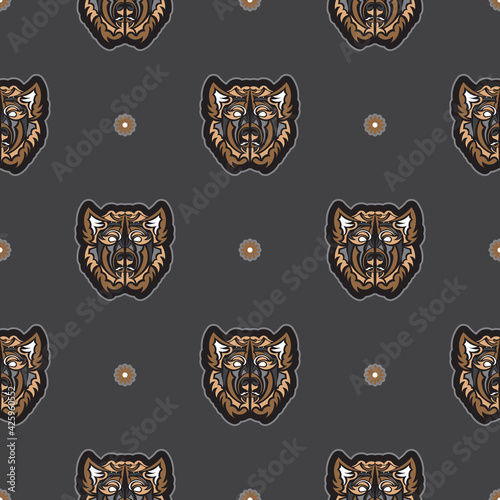 Seamless pattern with a dog's face in simple style. Good for clothing and textiles. Vector