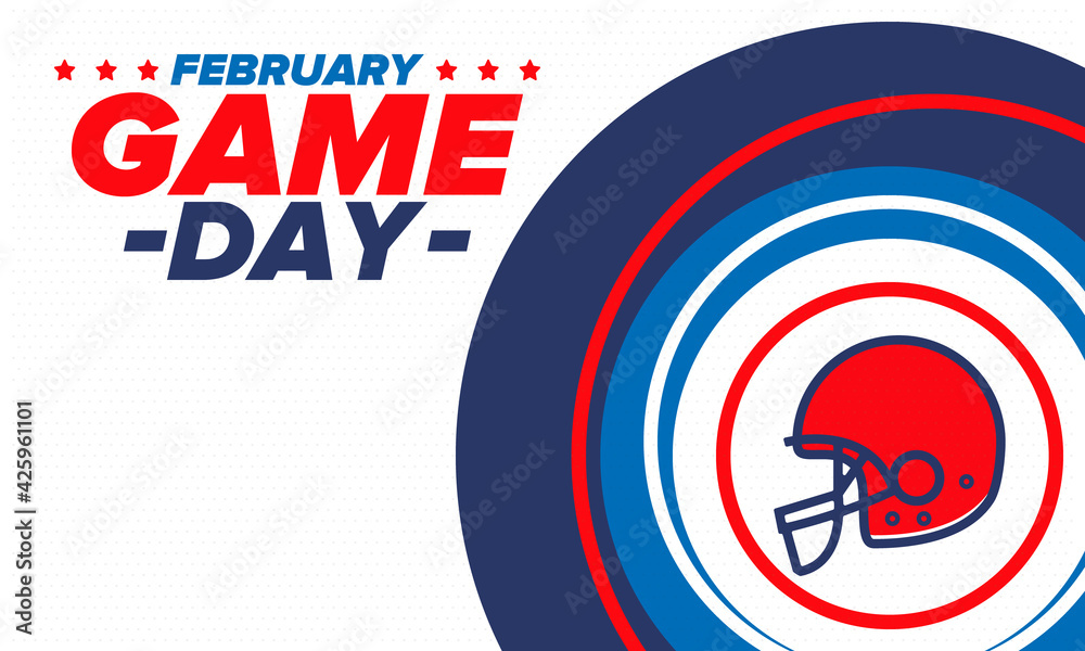 Game Day. American football playoff. Super Party in United States. Final game of regular season. Professional team championship. Ball for american football. Sport poster. Vector illustration Game Day. American football playoff. Super Party in United States. Final game of regular season. Professional team championship. Ball for american football. Sport poster. Vector illustration