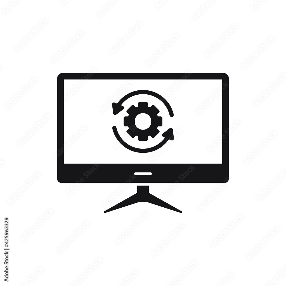 Progress setting on computer. System update icon concept isolated on white background. Vector illustration Progress setting on computer. System update icon concept isolated on white background. Vector illustration