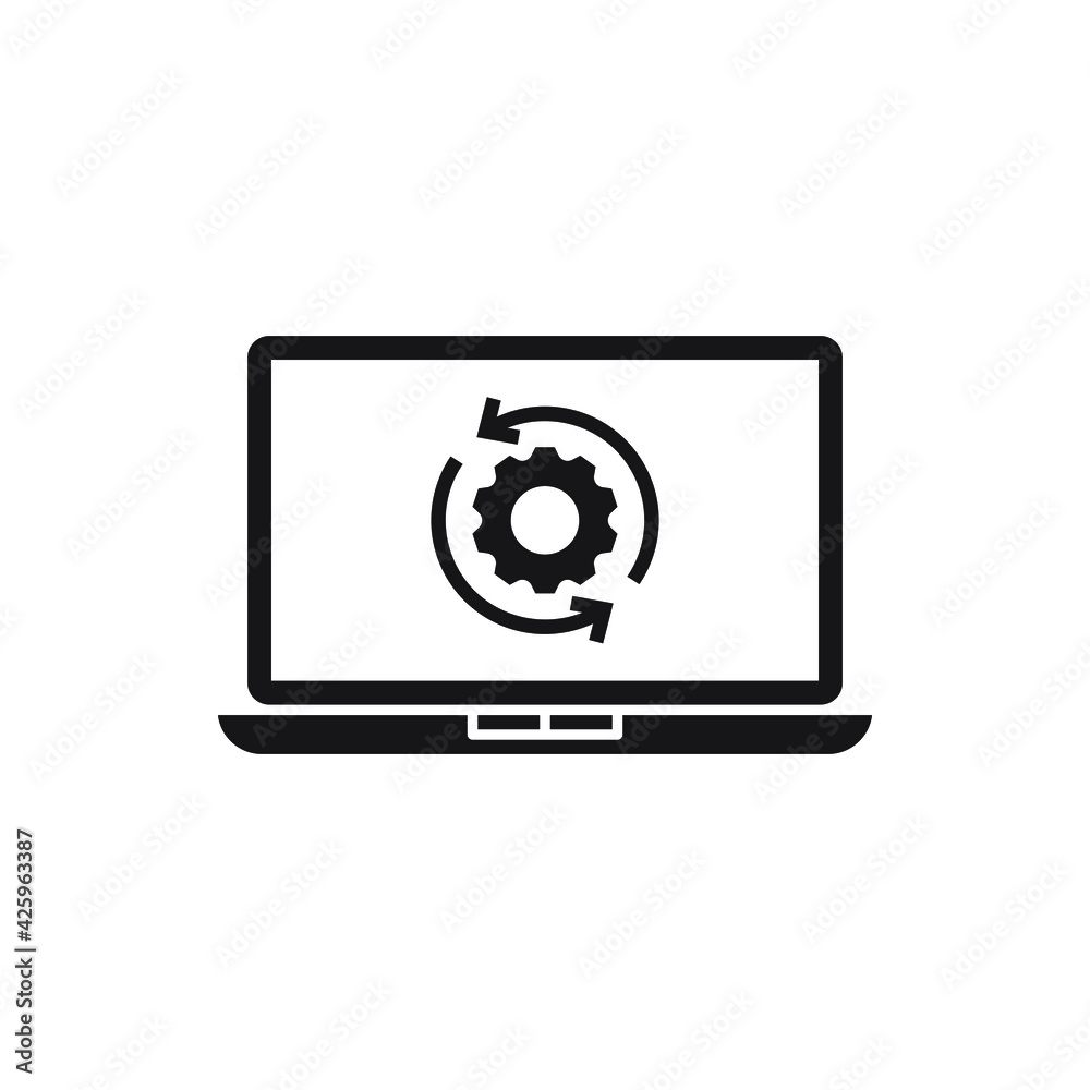 Progress setting on computer. System update icon concept isolated on white background. Vector illustration