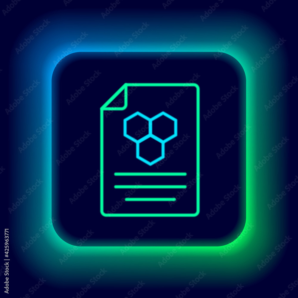 Glowing neon line Honeycomb icon isolated on black background. Honey cells symbol. Sweet natural food. Colorful outline concept. Vector Glowing neon line Honeycomb icon isolated on black background. Honey cells symbol. Sweet natural food. Colorful outline concept. Vector