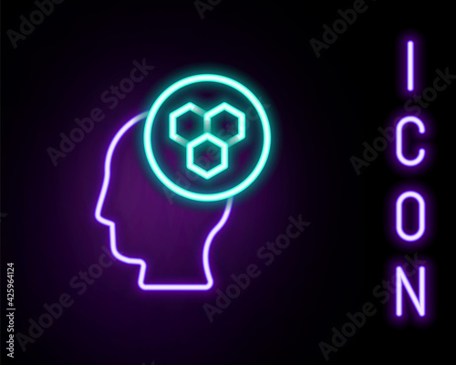 Glowing neon line Beekeeper icon isolated on black background. Special protective uniform. Colorful outline concept. Vector