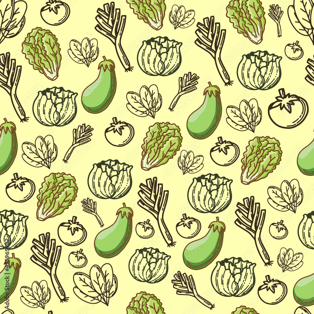 Vegetables Seamless Pattern Background