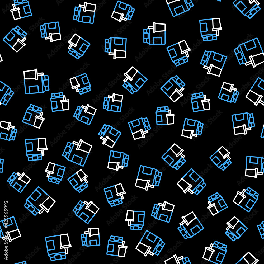 Line Online ordering and fast food delivery icon isolated seamless pattern on black background. Vector Line Online ordering and fast food delivery icon isolated seamless pattern on black background. Vector
