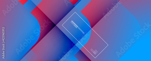 Square shapes composition geometric abstract background. 3D shadow effects and fluid gradients. Modern overlapping forms
