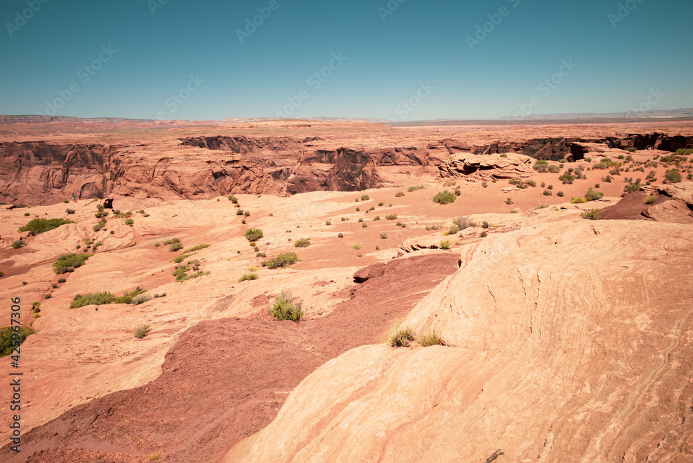 Fototapeta premium USA background. Grand Canyon National Park. Panorama Arizona USA from the South Rim. Amazing panoramic picture. Climate change concept.