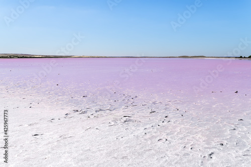 Dried up Pink Lake on a day during the hot summer season in South Australia photo