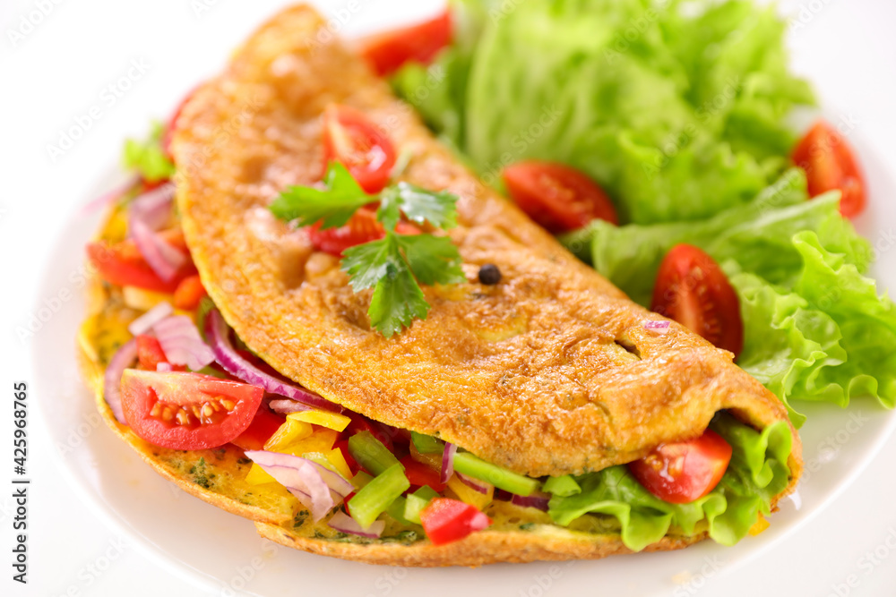 omelet- fried egg with lettuce omelet- fried egg with lettuce