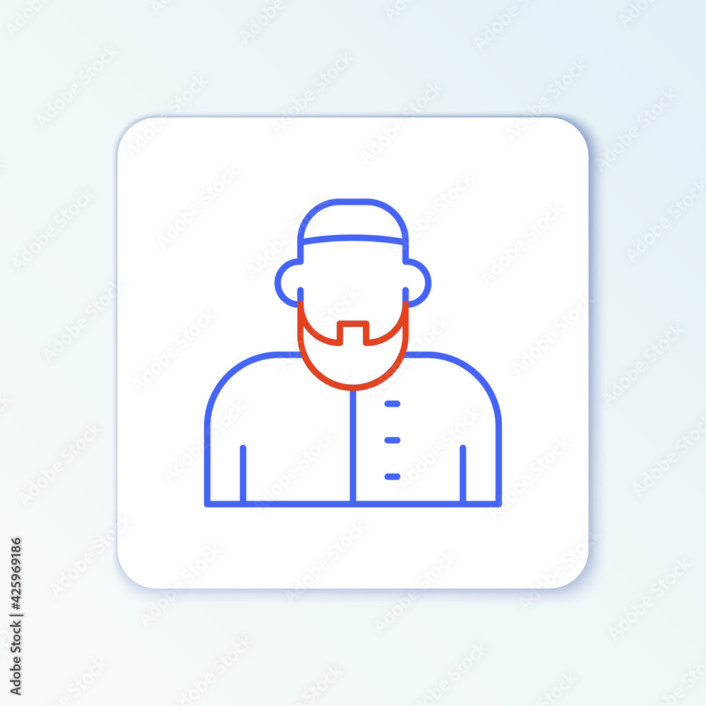 Line Muslim man icon isolated on white background. Colorful outline concept. Vector