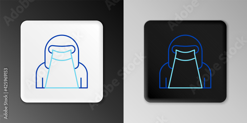 Line Muslim woman in niqab icon isolated on grey background. Colorful outline concept. Vector