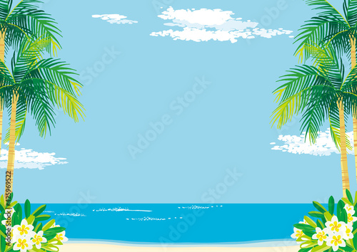 ビーチ　背景イラスト