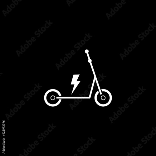 Electrical scooter glyph icon isolated on dark background
