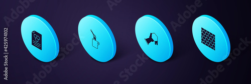 Set Isometric Honeycomb, and hand, dipper stick with honey and icon. Vector