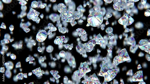 Falling luxury diamonds loop-able background in slow motion 4K photo
