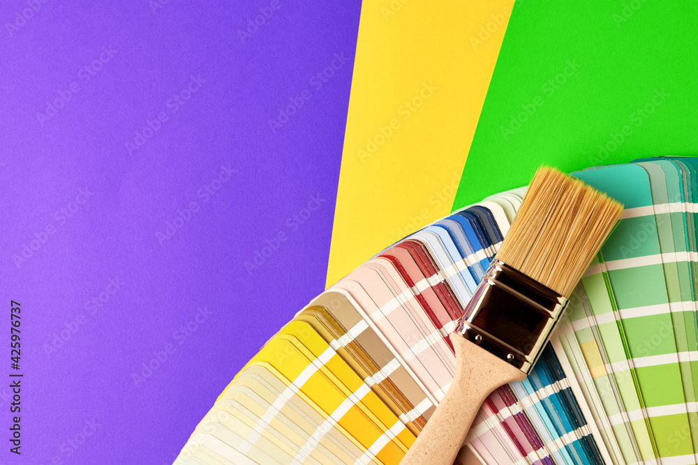 Painting brush and color palette ภาพถ่ายสต็อก Adobe Stock