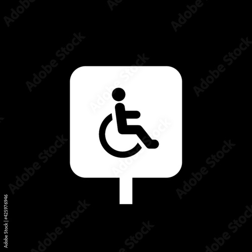 Disabled sign icon isolated on dark background 
